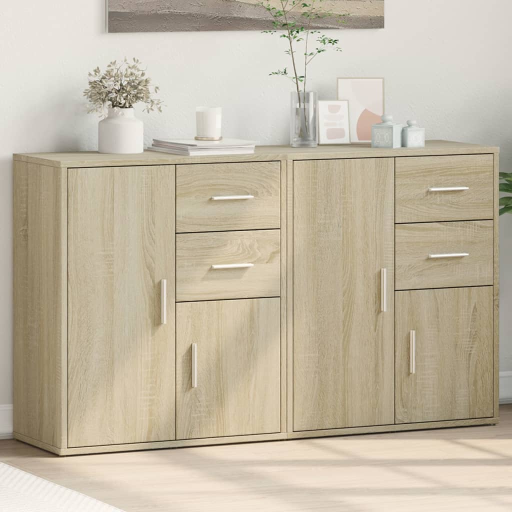 skænke 2 stk. 60x31x70 cm konstrueret træ sonoma-eg