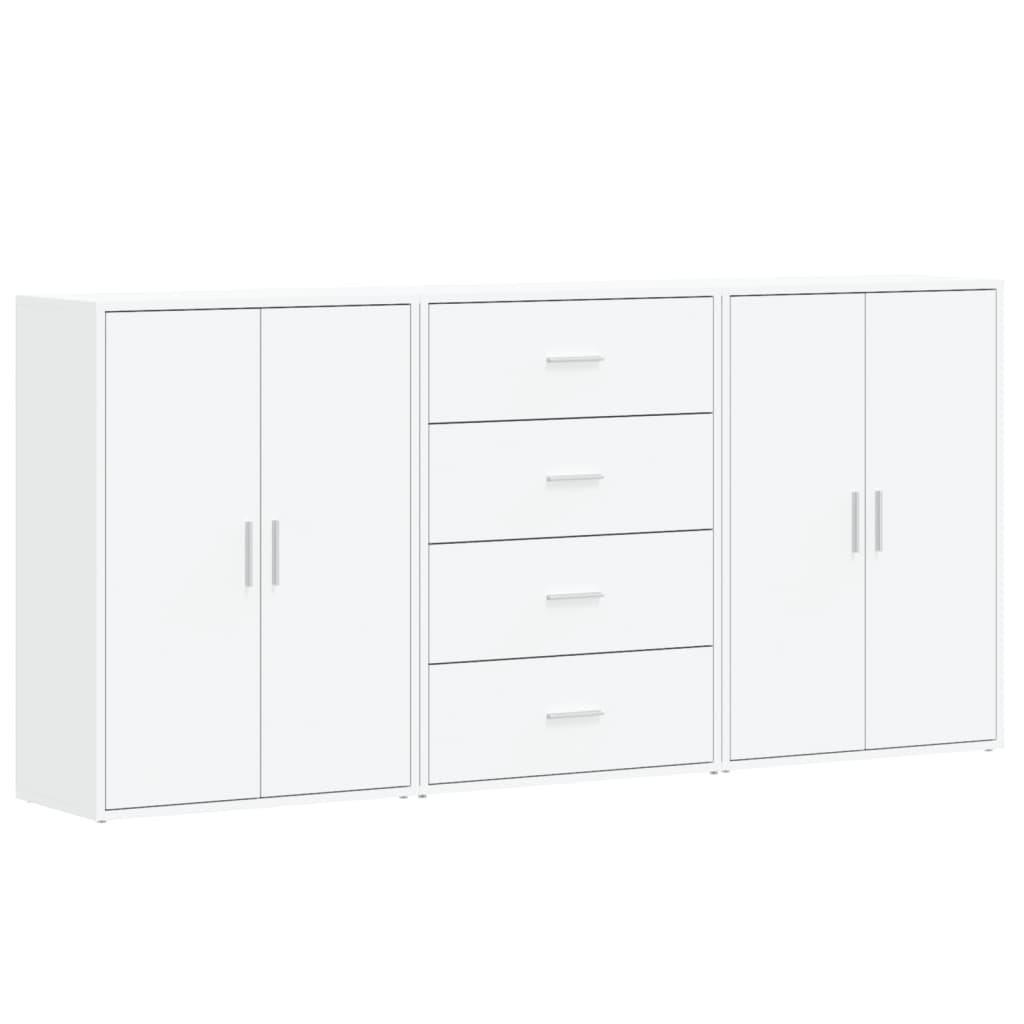 kommoder 3 stk. 60x31x84 cm konstrueret træ hvid