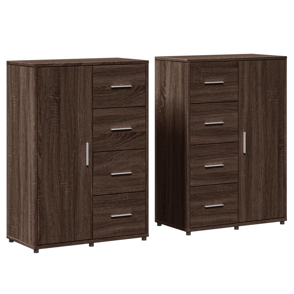 kommoder 2 stk. 60x31x84 cm konstrueret træ brun egetræsfarve