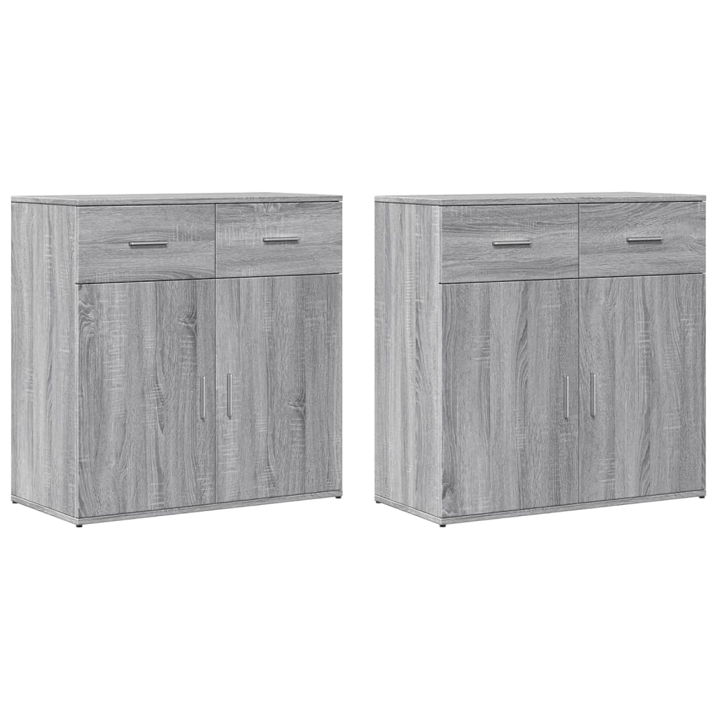 skænke 2 stk. 79x38x80 cm konstrueret træ grå sonoma-eg