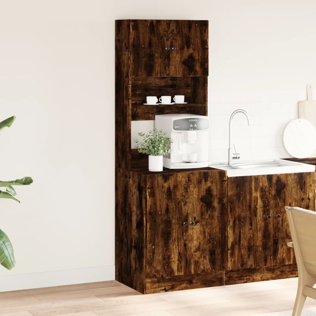 køkkenskab 60x50x180 cm konstrueret træ røget egetræsfarve