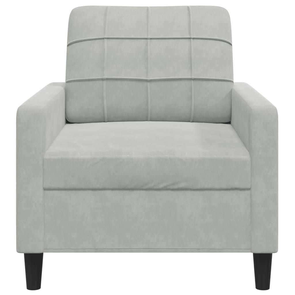 lænestol 60 cm velour lysegrå