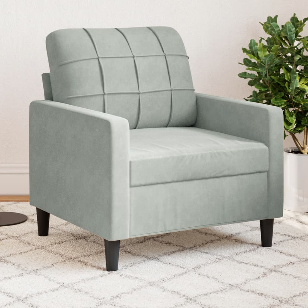 lænestol 60 cm velour lysegrå