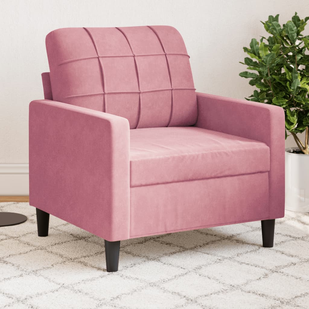 lænestol 60 cm velour lyserød