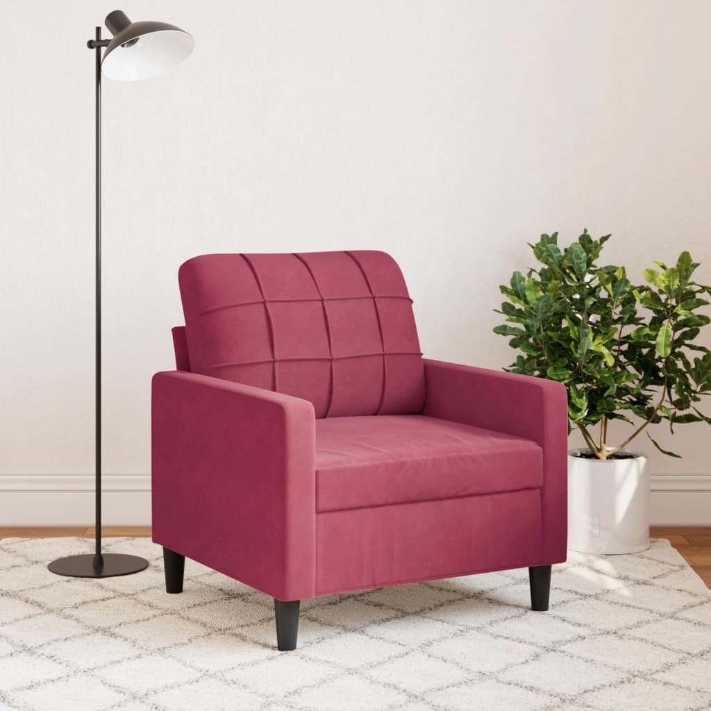 lænestol 60 cm velour vinrød
