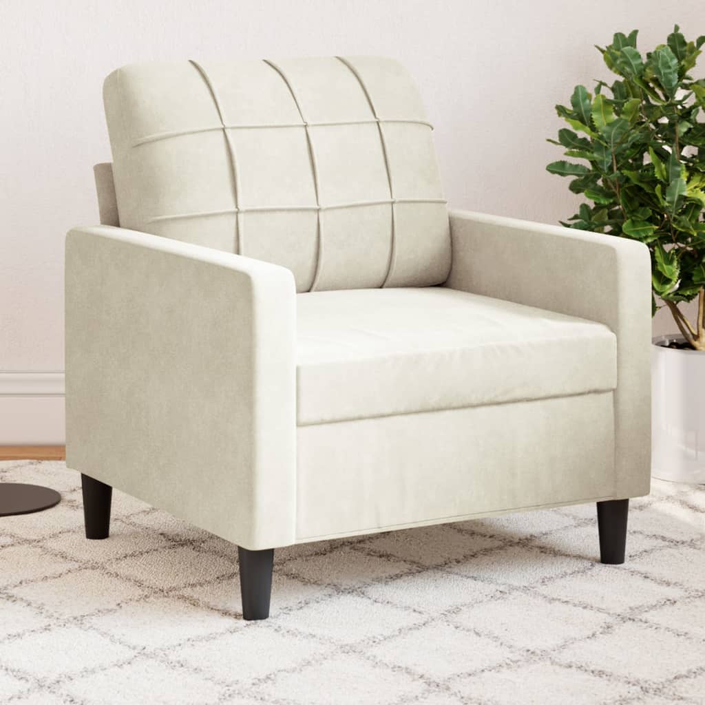 lænestol 60 cm velour cremefarvet
