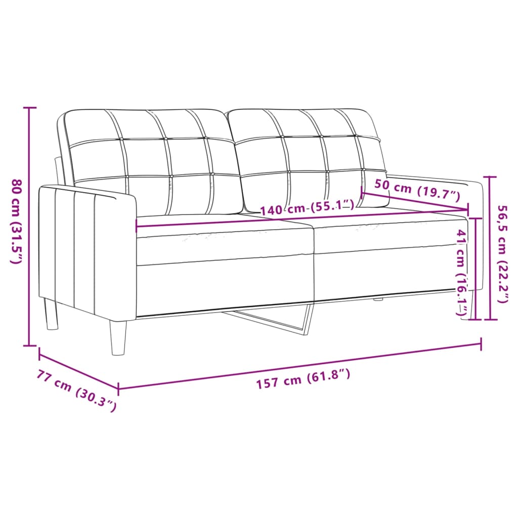 2-personers sofa 140 cm fløjl lyserød