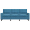 3-personers sofa 180 cm velour blå