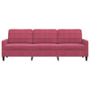 3-personers sofa 210 cm fløjl vinrød