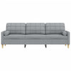 3-personers sofa med pyntepuder 210 cm stof lysegrå