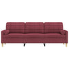 3-personers sofa med pyntepuder 210 cm stof vinrød