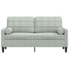 2-personers sofa med pyntepuder 140 cm velour lysegrå