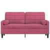 2-personers sofa med pyntepuder 140 cm velour vinrød