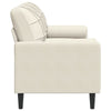 3-personers sofa med pyntepuder 180 cm velour cremefarvet