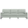 3-personers sofa med pyntepuder 210 cm fløjl lysegrå
