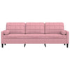 3-personers sofa med pyntepuder 210 cm fløjl pink