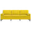 3-personers sofa med pyntepuder 210 cm fløjl gul