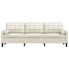 3-personers sofa med pyntepuder 210 cm velour cremefarvet