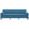 3-personers sofa med pyntepuder 210 cm velour blå