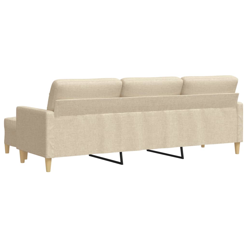 3-personers sofa med fodskammel 210 cm stof Cremefarvet