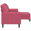 3-personers sofa med fodskammel 180 cm velour vinrød