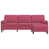 3-personers sofa med fodskammel 210 cm velour vinrød