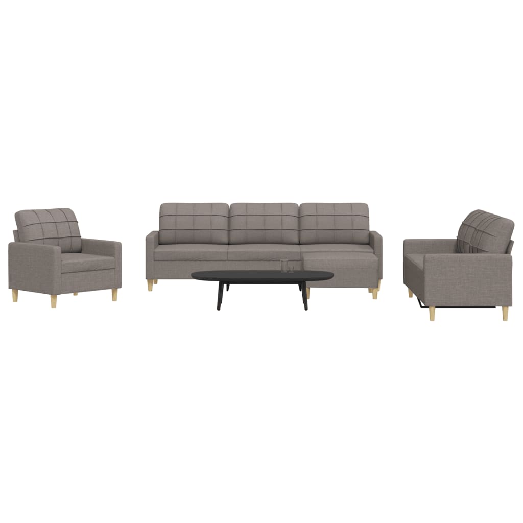 sofasæt 4 dele med fodskammel stof gråbrun