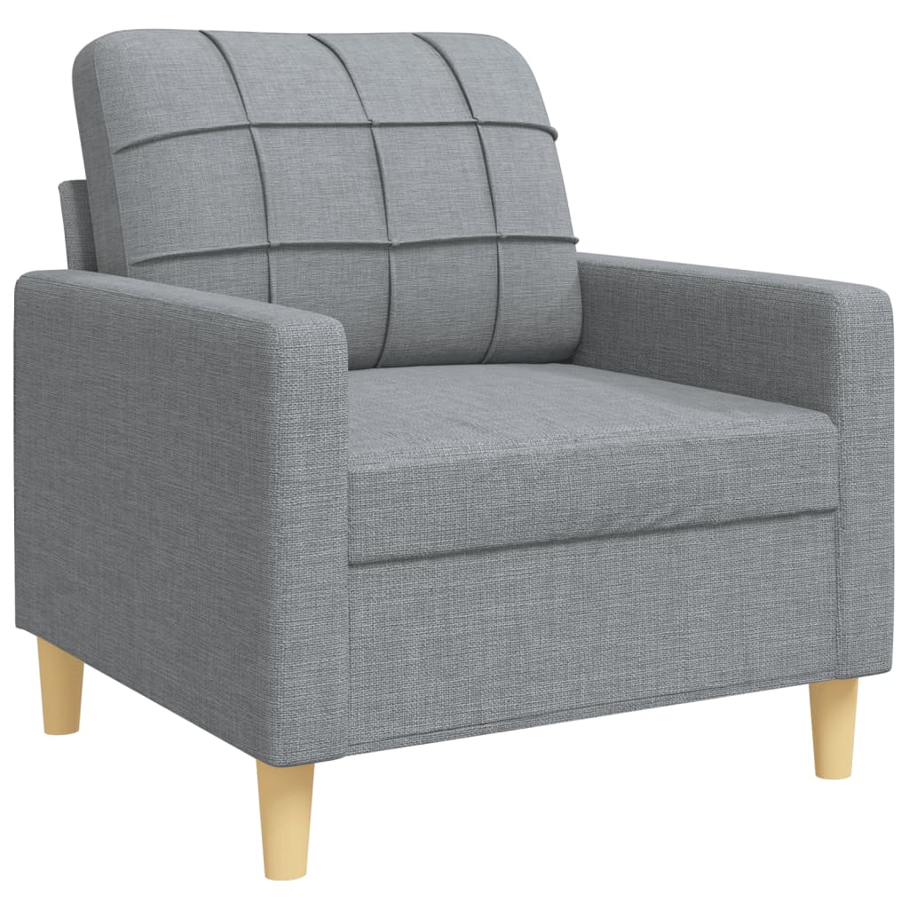 sofasæt 4 dele med fodskammel og pyntepuder stof lysegrå
