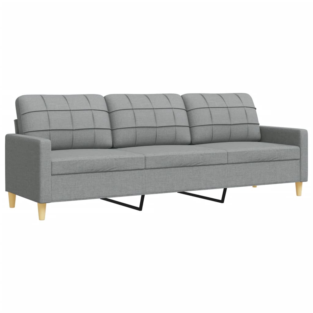 sofasæt 4 dele med fodskammel og pyntepuder stof lysegrå