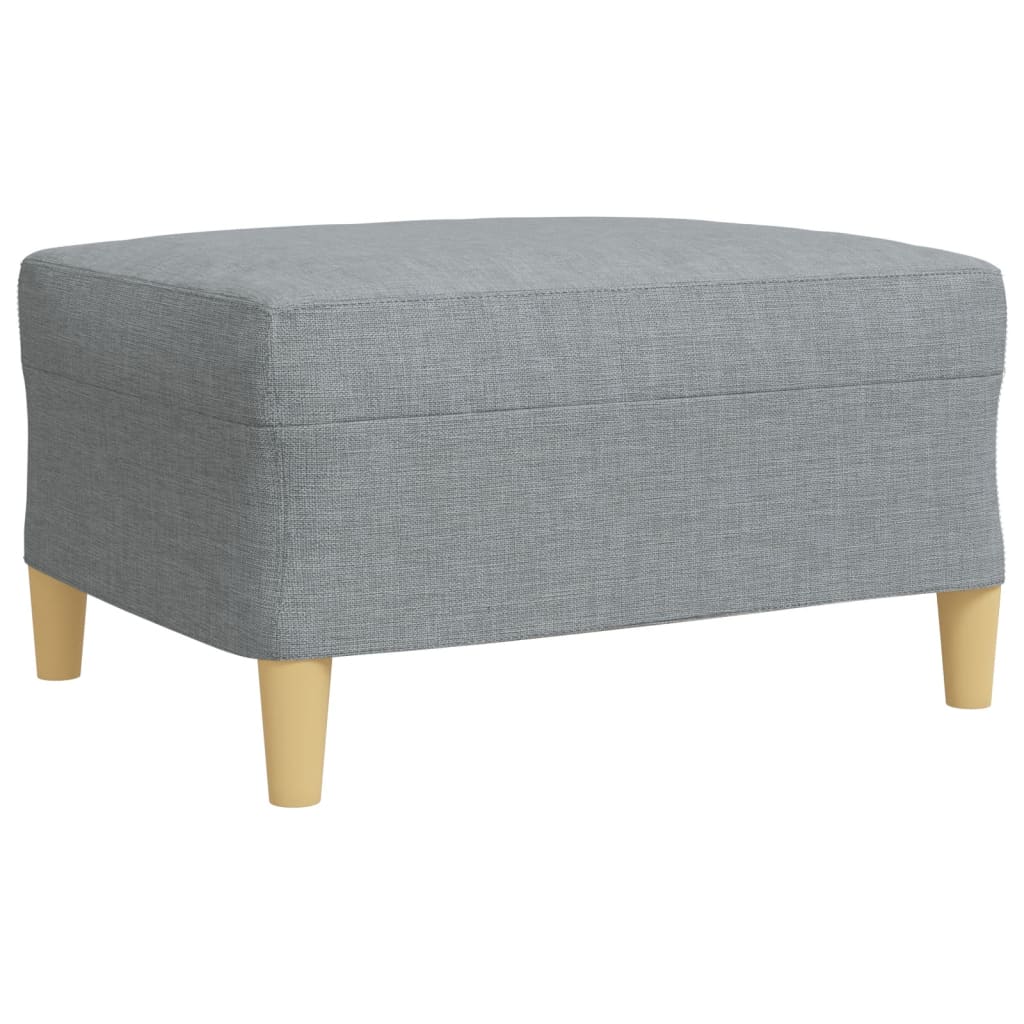 sofasæt 4 dele med fodskammel og pyntepuder stof lysegrå