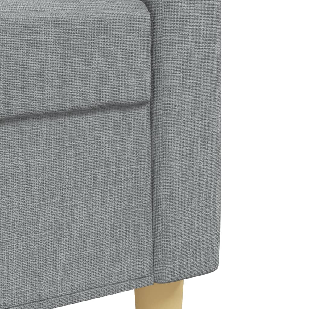 sofasæt 4 dele med fodskammel og pyntepuder stof lysegrå