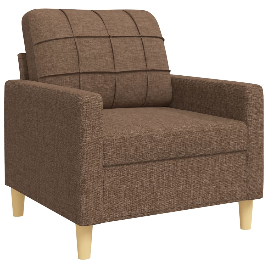 sofasæt 4 dele med fodskammel og pyntepuder stof brun