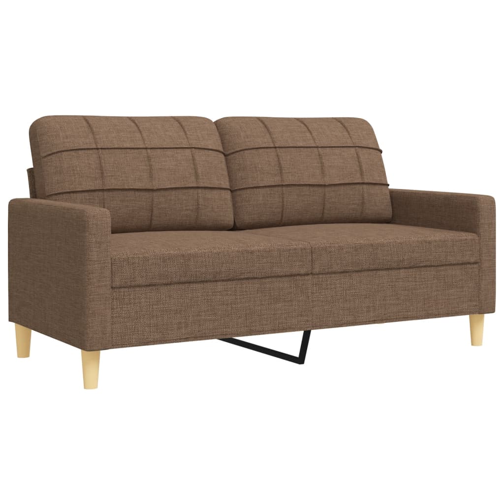 sofasæt 4 dele med fodskammel og pyntepuder stof brun