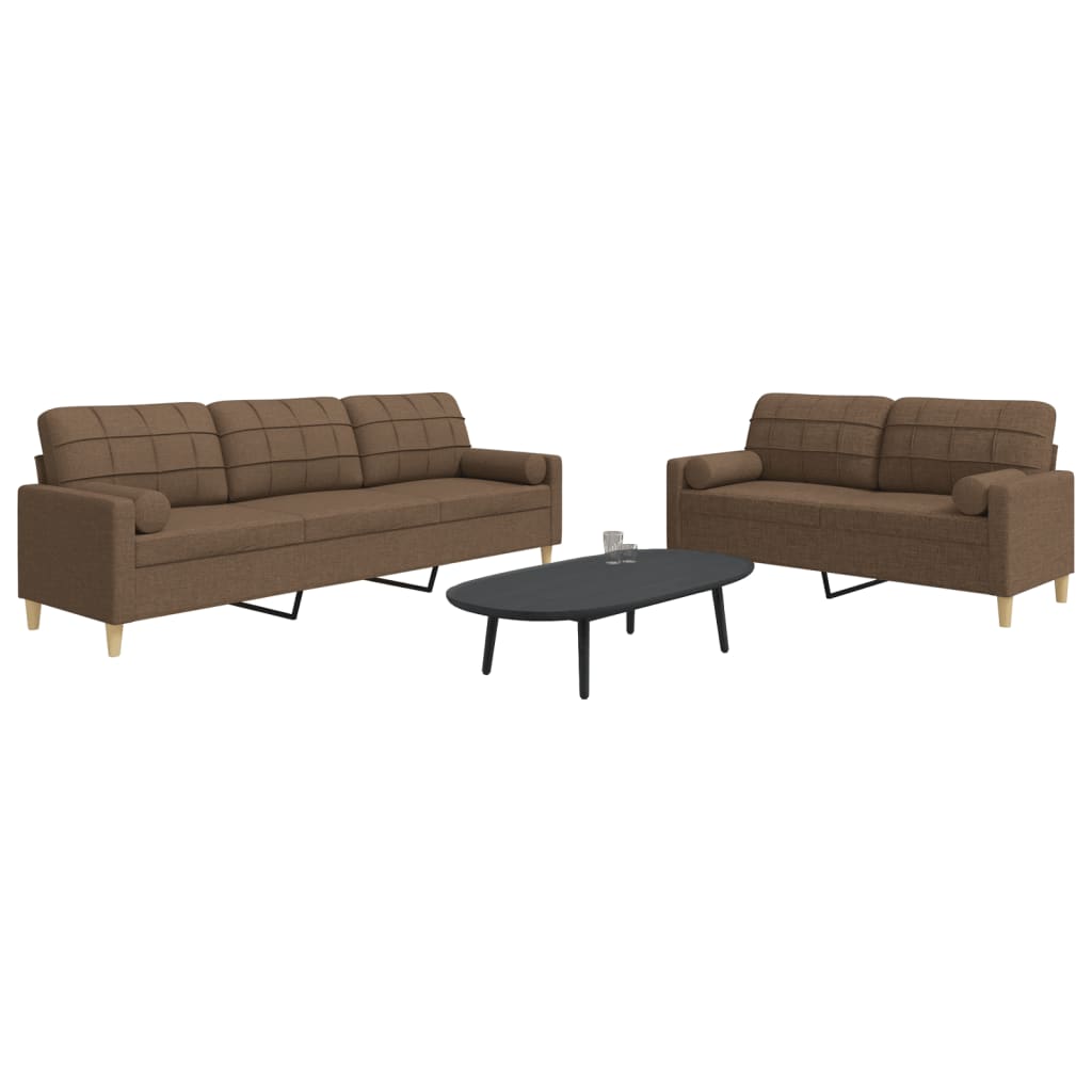 sofasæt 2 dele med pyntepuder stof brun