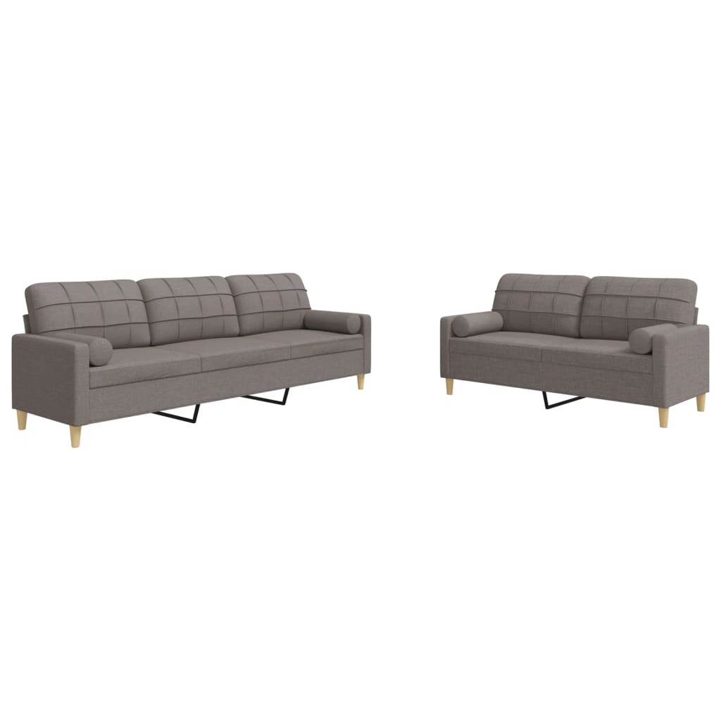 sofasæt 2 dele med pyntepuder stof gråbrun