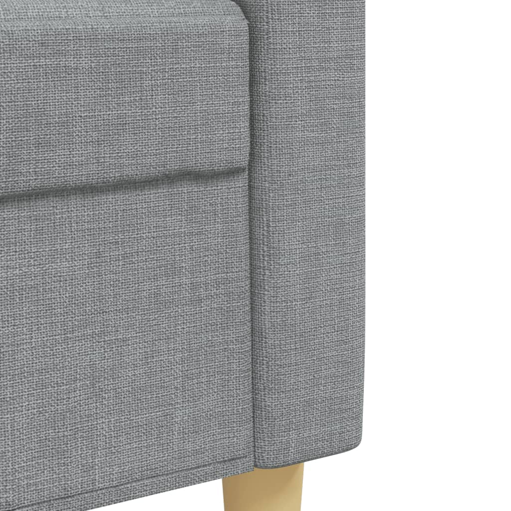 sofasæt 3 dele med fodskammel og pyntepuder stof lysegrå