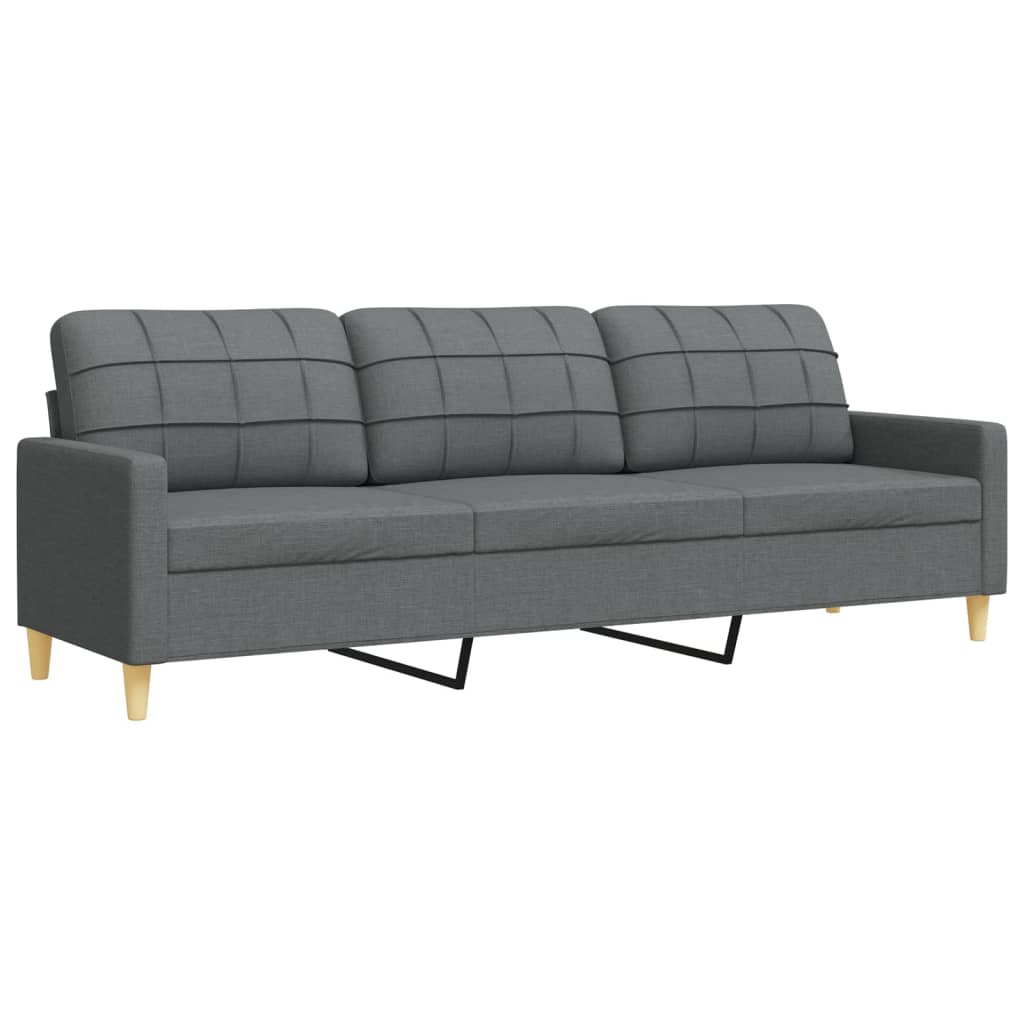 sofasæt 3 dele med fodskammel og pyntepuder stof lysegrå