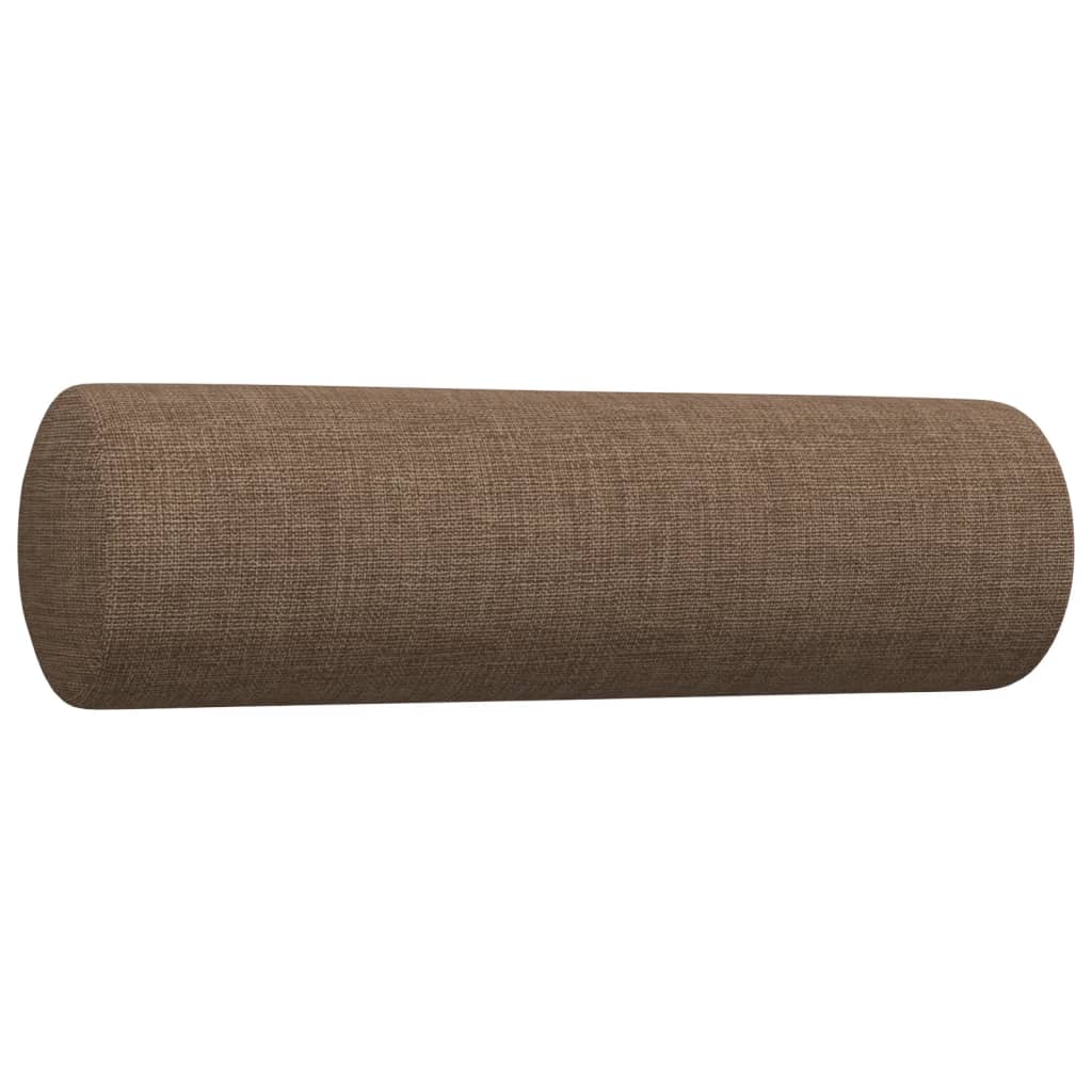 sofasæt 3 dele med fodskammel og pyntepuder stof brun