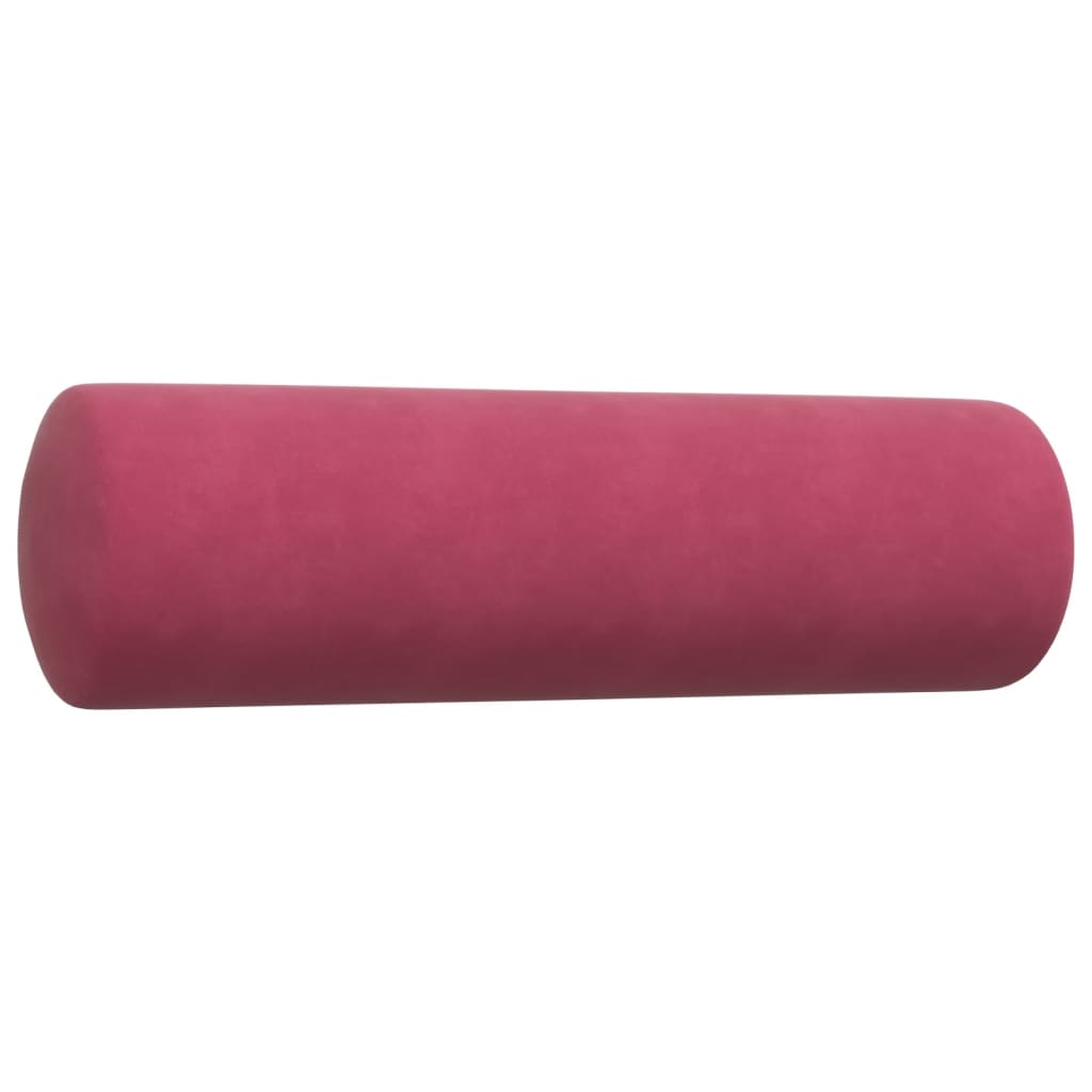 sofasæt 4 dele med hynder og bolsterpuder velour vinrød