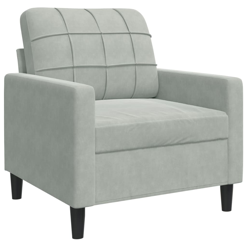 sofasæt 4 dele med hynder velour lysegrå