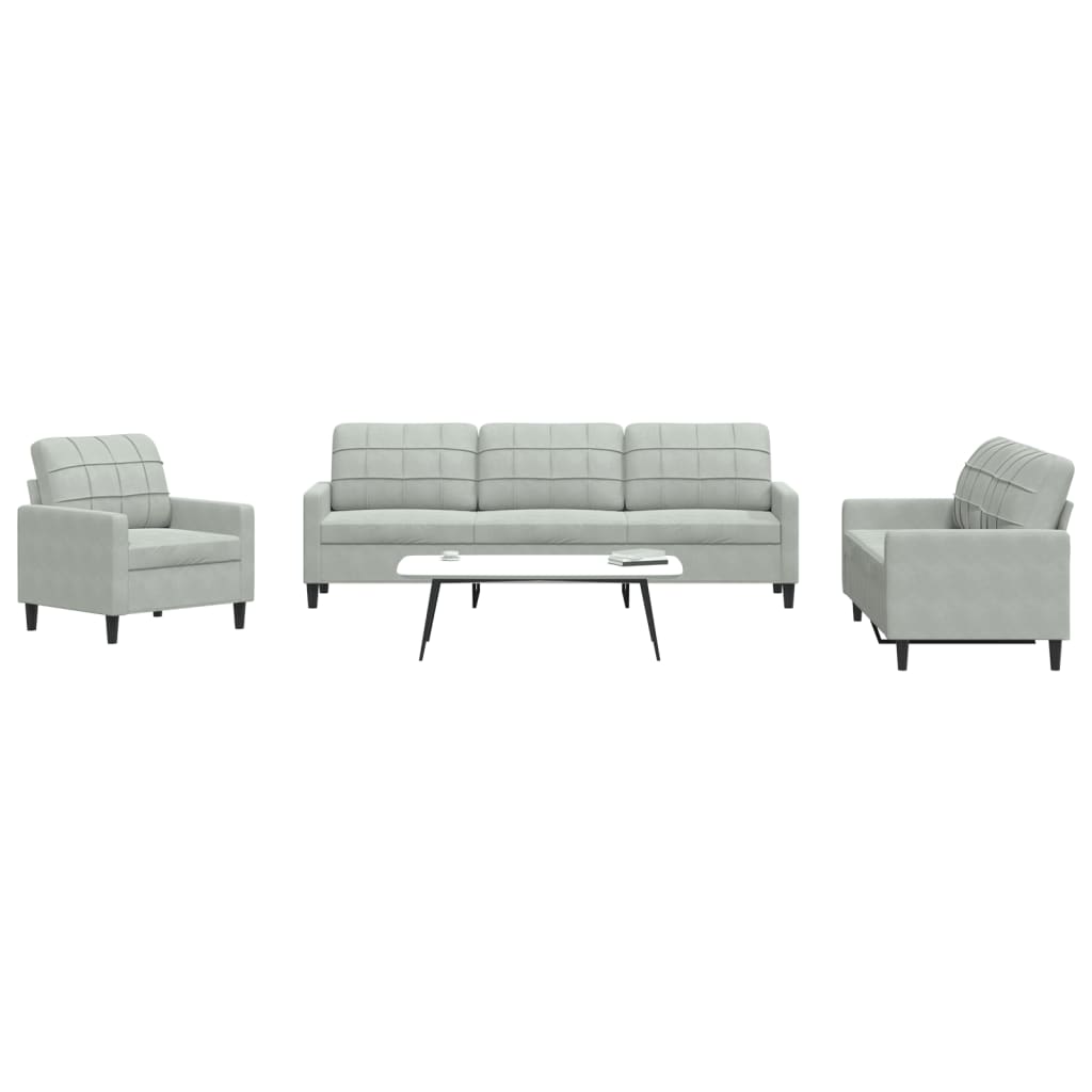 sofasæt 4 dele med hynder velour lysegrå