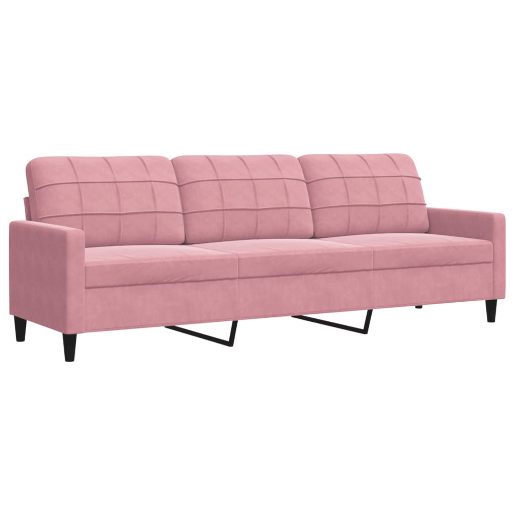 sofasæt 4 dele med hynder og bolsterpuder velour lyserød