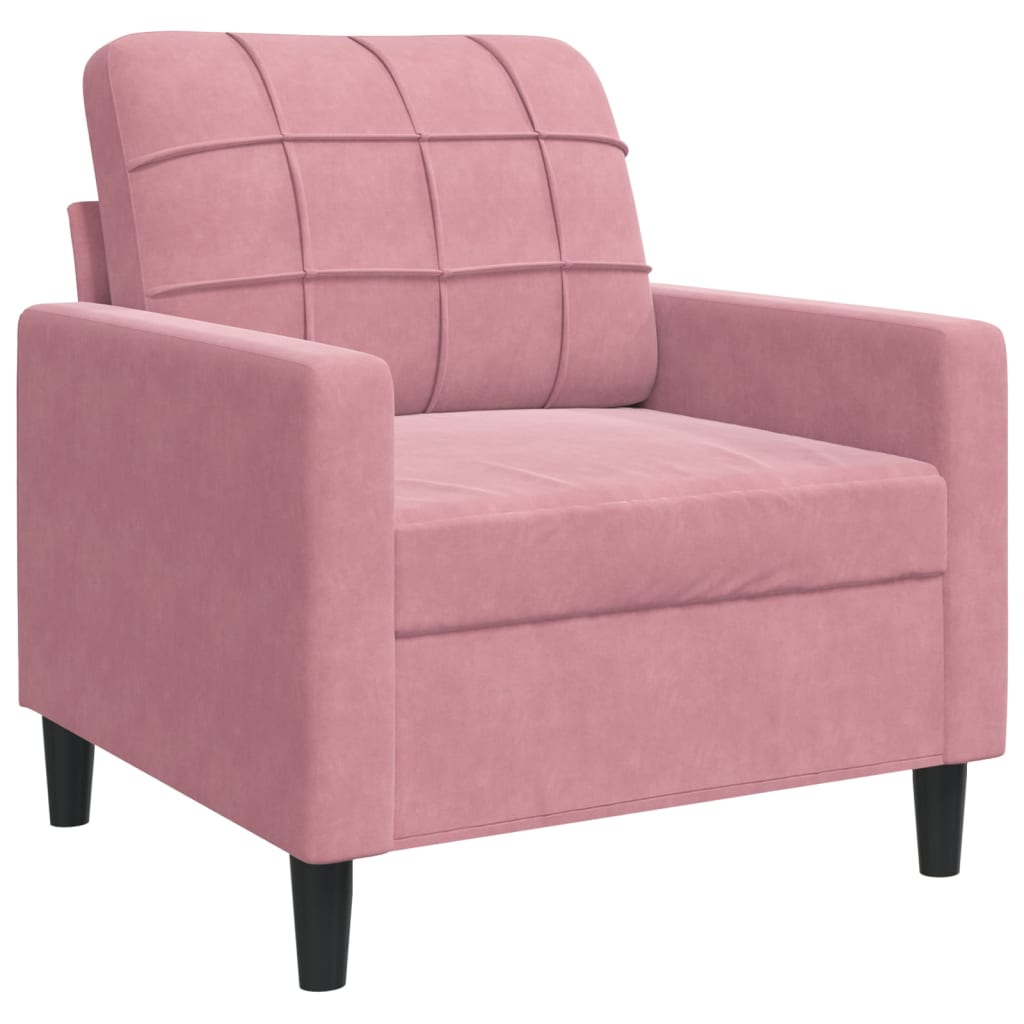 sofasæt 4 dele med hynder og bolsterpuder velour lyserød