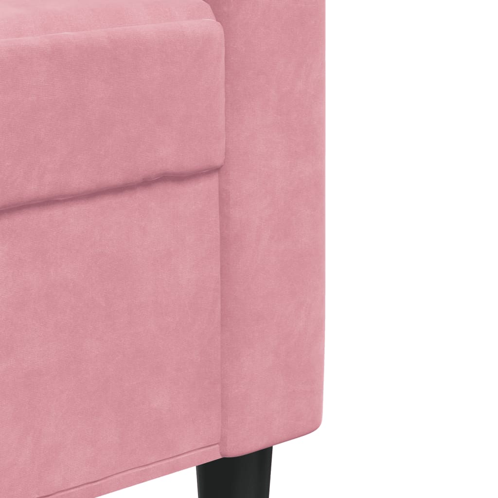 sofasæt 4 dele med hynder og bolsterpuder velour lyserød