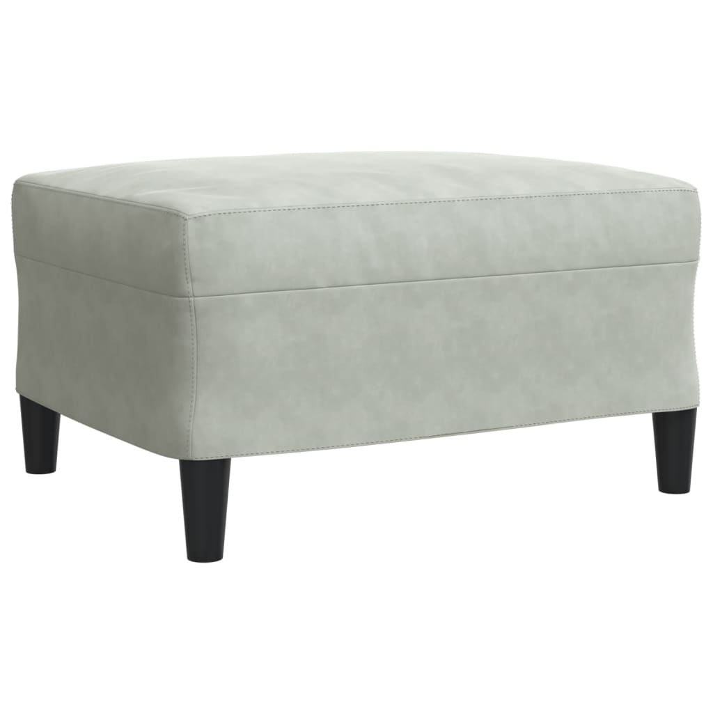sofasæt 3 dele med hynder velour lysegrå
