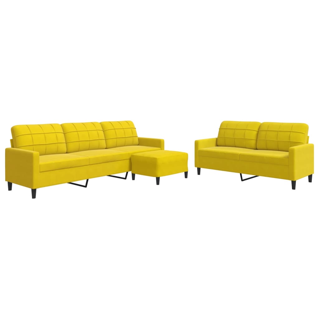 sofasæt 3 dele med hynder velour gul