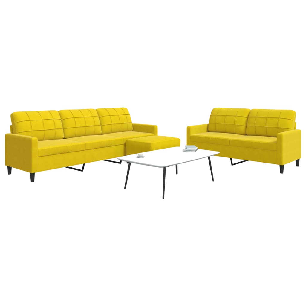 sofasæt 3 dele med hynder velour gul