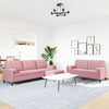 sofasæt 3 dele med hynder og bolsterpuder velour lyserød