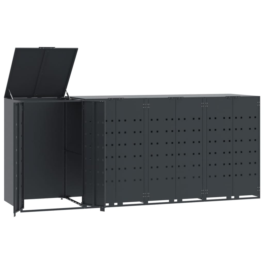 skraldespandsskjuler 276x79x117 cm 4 rum stål antracit