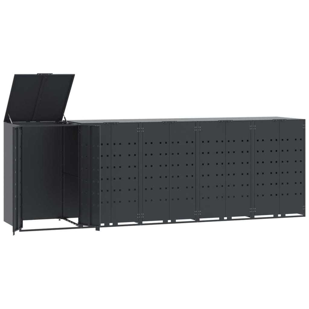 skraldespandsskjuler 345x79x117 cm 5 rum stål antracit